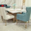 COMEDOR CATALINA 6 SILLAS BEIGE + VERDE HUMO