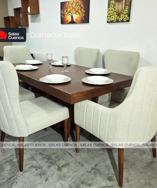 COMEDOR ITALIA 6 SILLAS BEIGE