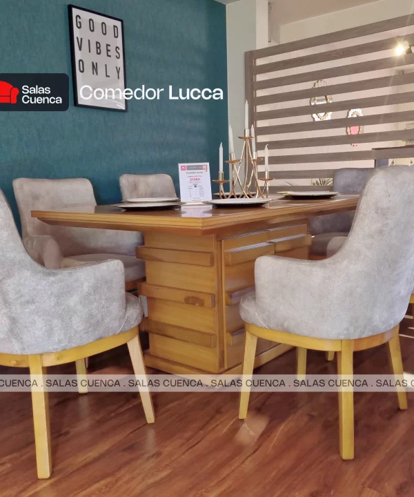 COMEDOR LUCCA 6 SILLAS BEIGE + MIEL