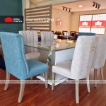 COMEDOR LYNN 6 SILLAS BEIGE + AGUA MARINA