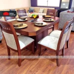 COMEDOR VICENTICO 6 SILLAS BEIGE + CEREZO