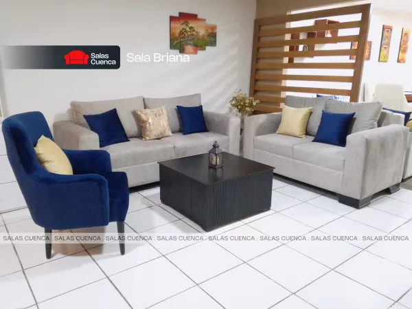 SALA BRIANA PLATA + AZUL MARINO