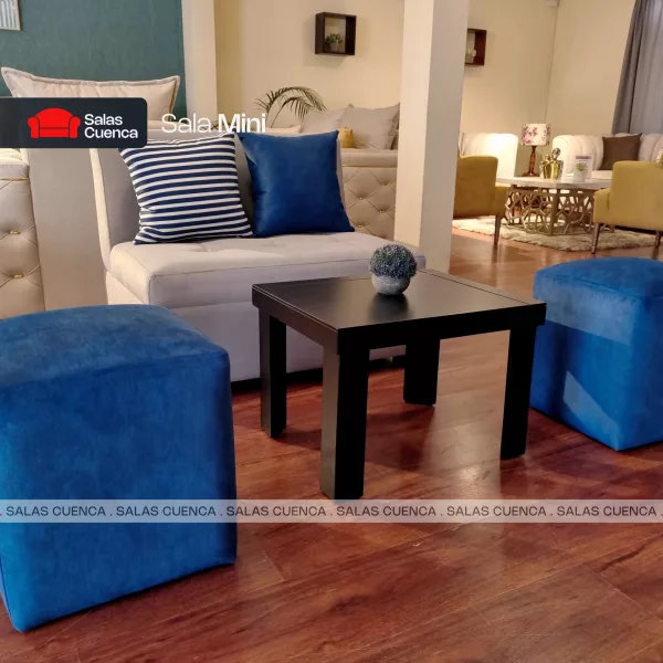 SALA MINI PLATA + AZUL MARINO