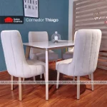 COMEDOR THIAGO 4 SILLAS BEIGE + CHAMPAGNE
