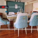 COMEDOR DANTE 6 SILLAS PLATA + MENTA