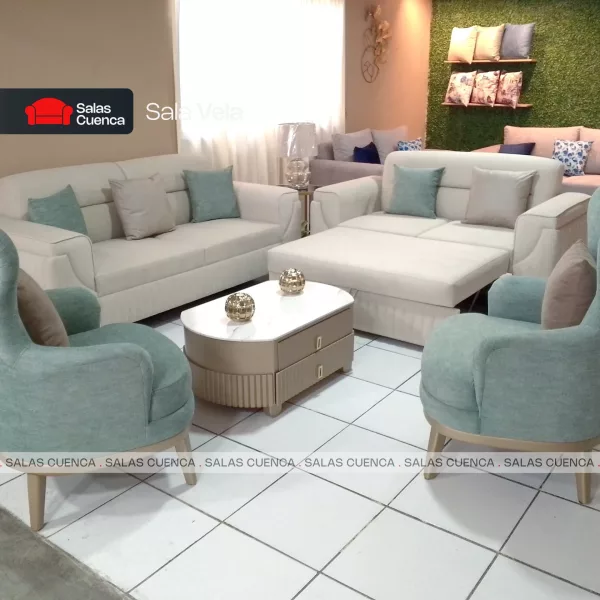 SALA VELA BEIGE + VERDE HUMO on