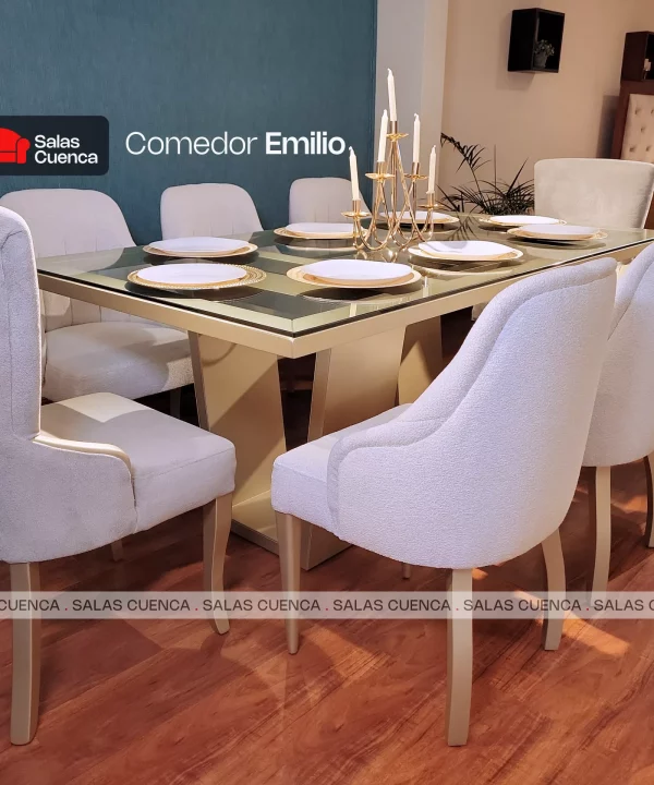 COMEDOR EMILIO 8 SILLAS DANTA + GRIS