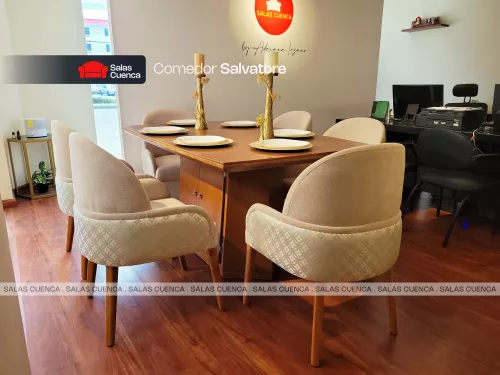 COMEDOR SALVATORE 6 SILLAS BEIGE COMEDOR SALVATORE 6 SILLAS BEIGE