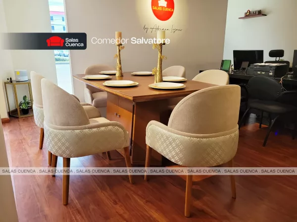 COMEDOR SALVATORE 6 SILLAS BEIGE