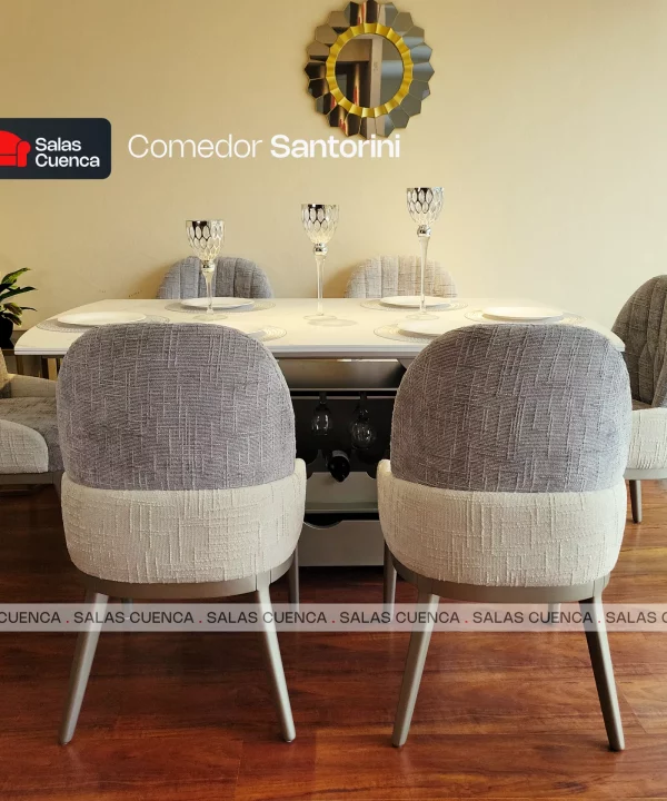 COMEDOR SANTORINI 6 SILLAS GRIS + DANTA