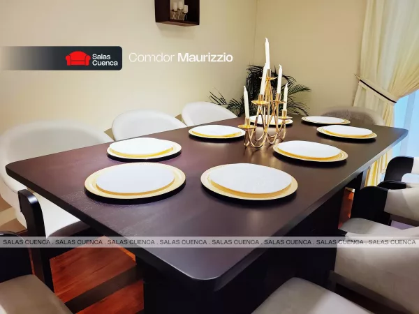 COMEDOR MAURIZZIO 8 PUESTOS PLATA + GRIS 2 Comedor Maurizzio 8 sillas