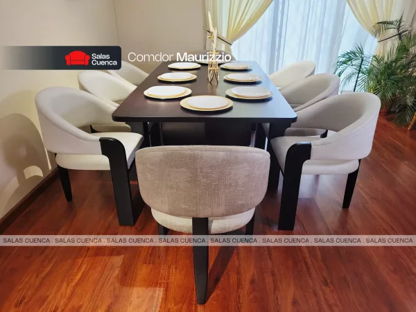 COMEDOR MAURIZZIO 8 PUESTOS PLATA + GRIS COMEDOR MAURIZZIO 8 PUESTOS PLATA + GRIS