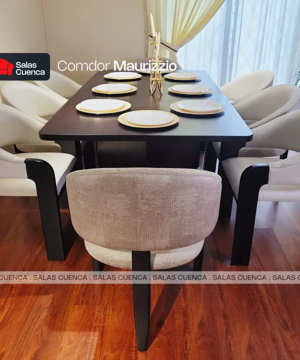 COMEDOR MAURIZZIO 8 PUESTOS PLATA + GRIS