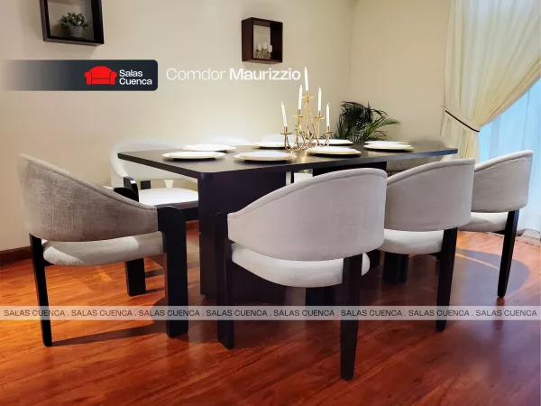 COMEDOR MAURIZZIO 8 PUESTOS PLATA + GRIS Comedor Maurizzio 8 sillas