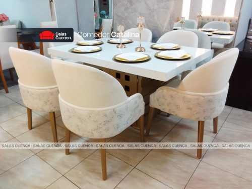 COMEDOR CATALINA 6 SILLAS BEIGE + DANTA