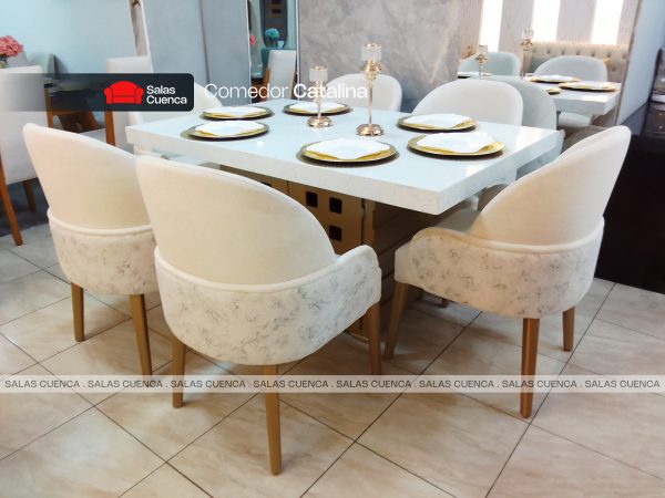 COMEDOR CATALINA 6 SILLAS BEIGE + DANTA