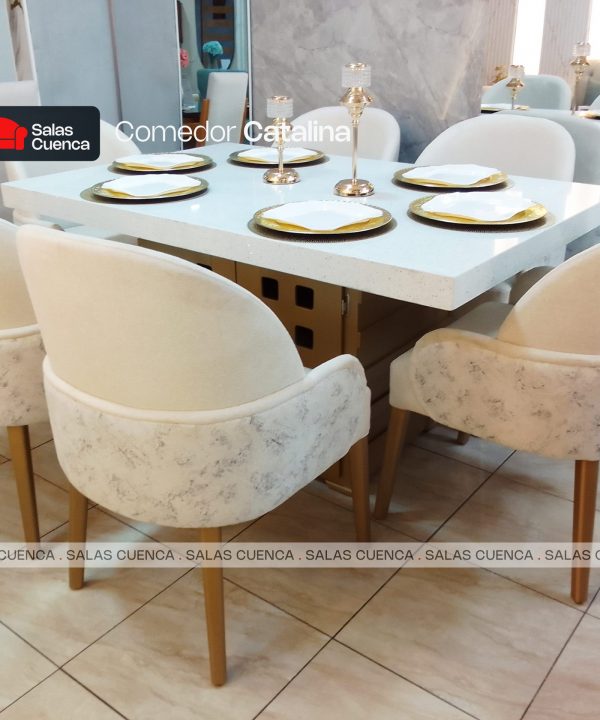 COMEDOR CATALINA 6 SILLAS BEIGE + DANTA