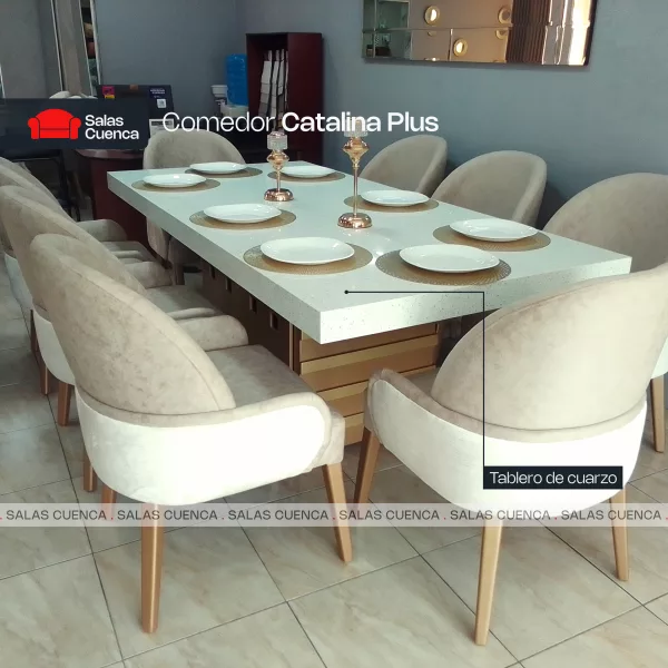 COMEDOR CATALINA PLUS 8 SILLAS BEIGE