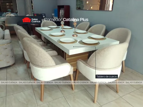 COMEDOR CATALINA PLUS 8 SILLAS BEIGE COMEDOR CATALINA PLUS 8 SILLAS BEIGE