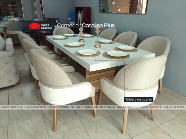 COMEDOR CATALINA PLUS 8 SILLAS BEIGE COMEDOR CATALINA PLUS 8 SILLAS BEIGE