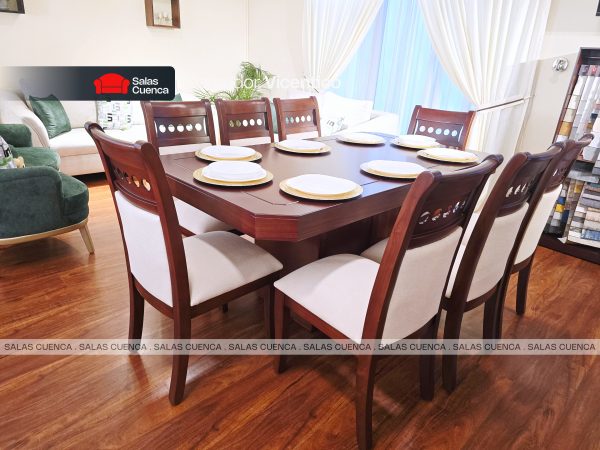 COMEDOR VICENTICO 8 SILLAS BEIGE