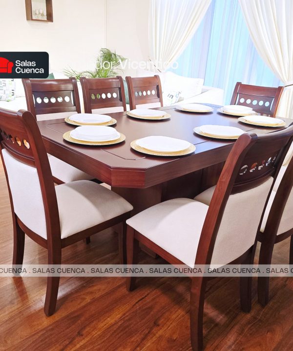 COMEDOR VICENTICO 8 SILLAS BEIGE