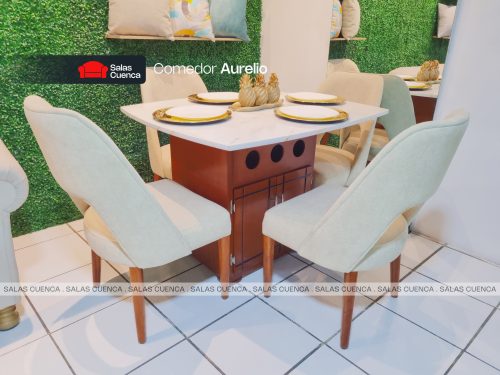 COMEDOR AURELIO 4 SILLAS BEIGE