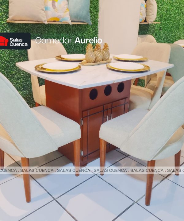 COMEDOR AURELIO 4 SILLAS BEIGE