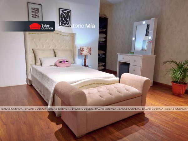 DORMITORIO MIA 1.5PL BEIGE + PALO ROSA